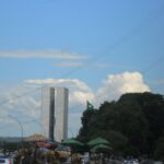 Congresso Nacional do Brasil com suas cúpulas do Senado e Câmara dos Deputados